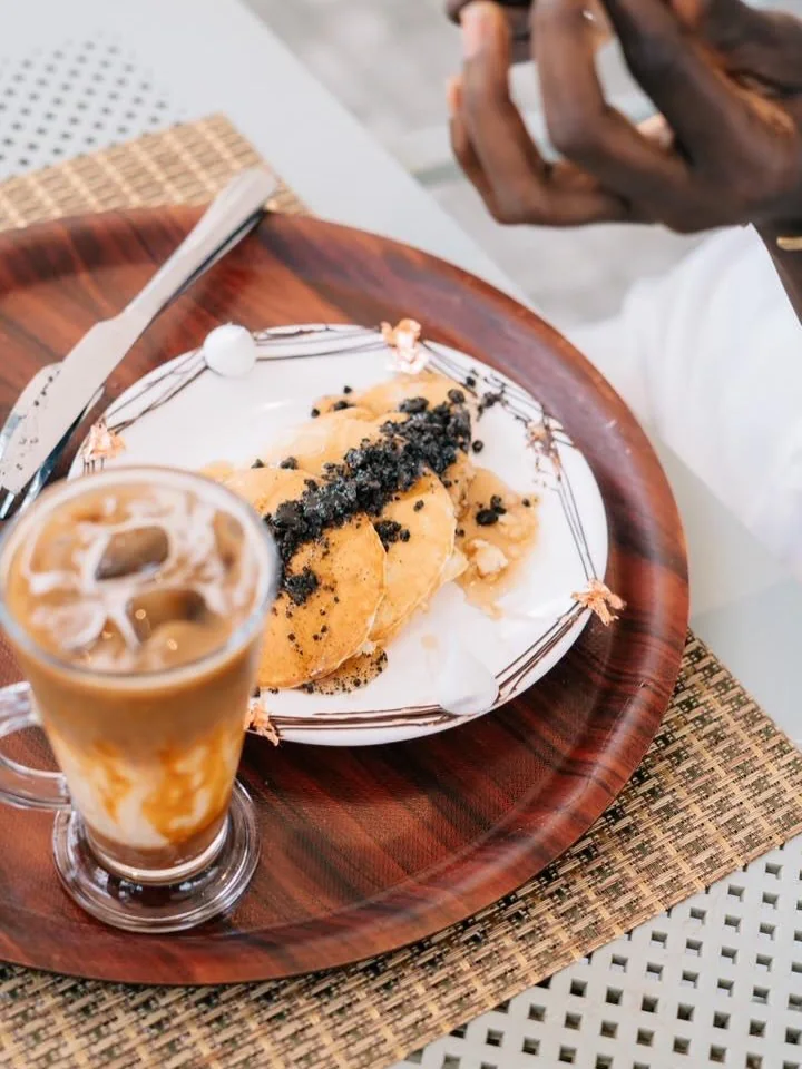 Breakfast and iced coffee